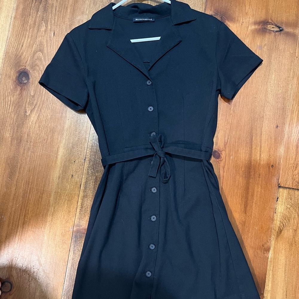 Brandy Melville Black Button-Up Dress